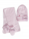 Gorro, bufanda y guantes con lazo de terciopelo (1-2 años) Rosa Pink