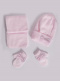 Gorro, bufanda y guantes con lazo de terciopelo (1-2 años) Rosa Pink