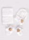 Gorro, bufanda y guantes con lazo y pompón (1-2 años) Blanco White