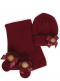 Gorro, bufanda y guantes con lazo y pompón (1-2 años) Granate Maroon