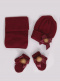 Gorro, bufanda y guantes con lazo y pompón (1-2 años) Granate Maroon
