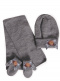 Gorro, bufanda y guantes con lazo y pompón (1-2 años) Gris Grey