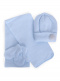 Gorro con bufanda y guantes con pompón (1-2 años) Celeste Lightblue