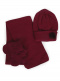 Gorro con bufanda y guantes con pompón (1-2 años) Granate Maroon