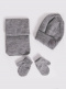 Gorro con bufanda y guantes con pompón (1-2 años) Gris Grey
