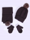 Gorro, bufanda y guantes con pompón de pelo (1-2 años) Marino Navyblue
