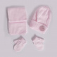 Gorro con bufanda y guantes con pompón (1-2 años) Rosa Pink