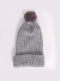 Gorro de punto con pompón mujer Gris Grey-Grey