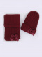 Gorro y bufanda canalé con lazo doble (3-8 años) Granate Maroon