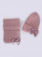 Gorro y bufanda canalé con lazo doble (3-8 años) Rosa Palo Rosewood