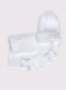 Gorro y bufanda canalé con lazo raso con volumen (3-8 años) Blanco White
