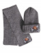 Gorro y bufanda canalé con lazo y pompón (3-8 años) Gris Grey