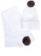 Gorro y bufanda canalé con pompón de pelo (3-8 años) Blanco White