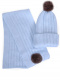 Gorro y bufanda canalé con pompón de pelo (3-8 años) Celeste Lightblue