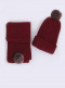 Gorro y bufanda canalé con pompón de pelo (3-8 años) Granate Maroon