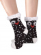 Calcetines Mujer Borrego Antideslizantes Estampado Animales  Negro Black