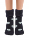 Calcetines Suaves Cardados Corazones Marino Navyblue