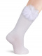 Calcetines Altos Lisos con flor de tul Blanco White