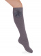 Calcetines Altos Lisos con flor de tul Gris Grey