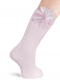 Calcetines Altos Canalé con flor de tul Rosa Pink