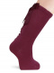 Calcetines altos con costura trasera y lazo raso largo Granate Maroon