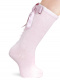 Calcetines altos con costura trasera y lazo raso largo Rosa Pink