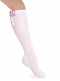Calcetines altos con costura trasera y lazo raso largo Rosa Pink