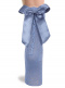 Calcetines altos plumeti con costura trasera y lazo largo Azul Suave Softblue