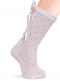 Calcetines altos plumeti con costura trasera y lazo largo Blanco White