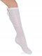 Calcetines altos plumeti con costura trasera y lazo largo Blanco White