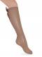 Calcetines altos plumeti con costura trasera y lazo largo Camel