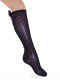 Calcetines altos plumeti con costura trasera y lazo largo Marino Navyblue