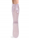 Calcetines altos plumeti con costura trasera y lazo largo Rosa Pink