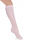 Calcetines altos plumeti con costura trasera y lazo largo Rosa Pink