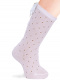 Calcetines altos plumeti con costura trasera y lazo triple Blanco White