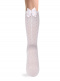 Calcetines altos plumeti con costura trasera y lazo triple Blanco White