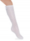 Calcetines altos plumeti con costura trasera y lazo triple Blanco White