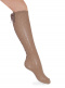 Calcetines altos plumeti con costura trasera y lazo triple Camel