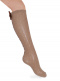 Calcetines altos plumeti con costura trasera y lazo doble Camel
