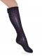 Calcetines altos plumeti con costura trasera y lazo doble Marino Navyblue