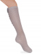 Calcetines altos plumeti con costura trasera y lazo doble Perla Pearl