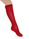 Calcetines altos plumeti con costura trasera y lazo doble Rojo Red