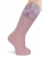 Calcetines Altos Calados con flor de tul y perlas Rosa Palo Rosewood