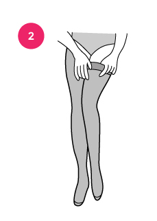 Subir el panty de manera que quede estirado Subir el panty por la pierna de manera que quede uniforme y bien estirado