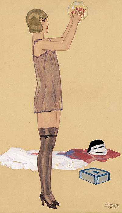 Ilustración chica con medias de Rafael Penagos