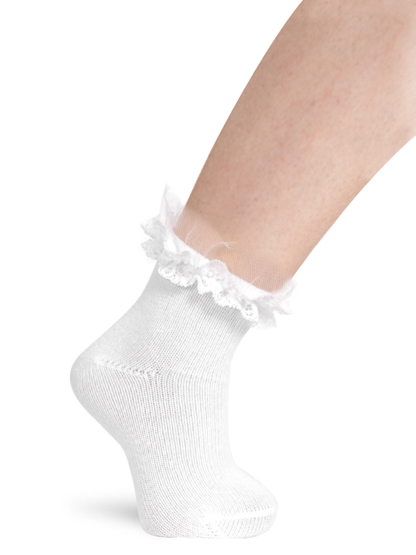 Calcetines de mujer corto con flor de nieve · Punto Blanco · El
