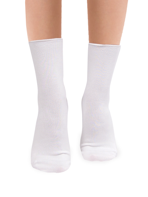 Calcetines tobilleros modal antipresión puño rulo para mujer BLANCO